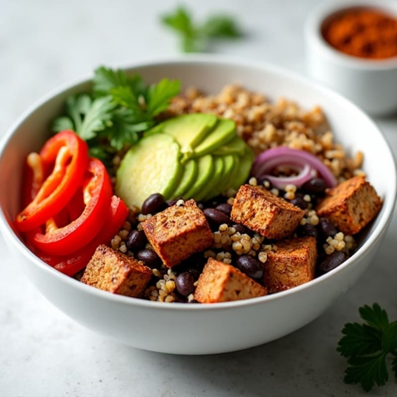 Spicy Black Bean Quinoa Bowl with Lime Avocado