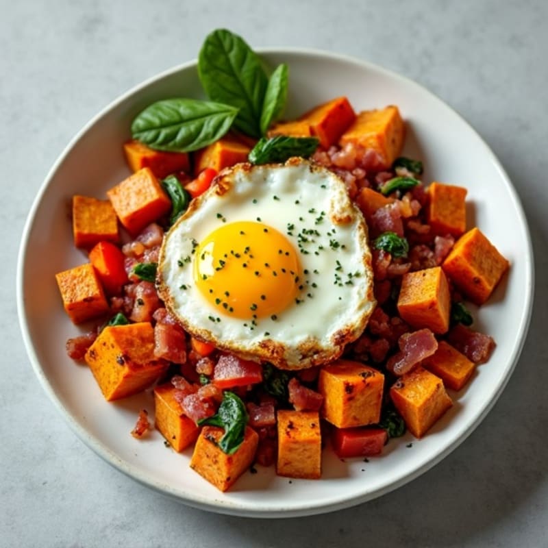 Crispy Sweet Potato and Egg Hash