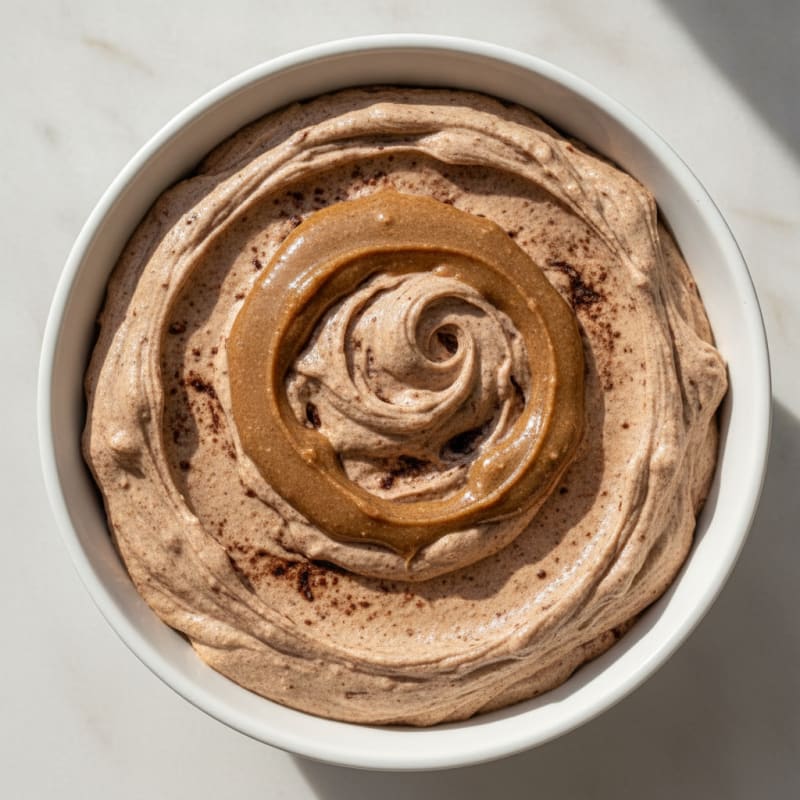 Silky Protein Chocolate Greek Yogurt Mousse with Almond Butter Swirl