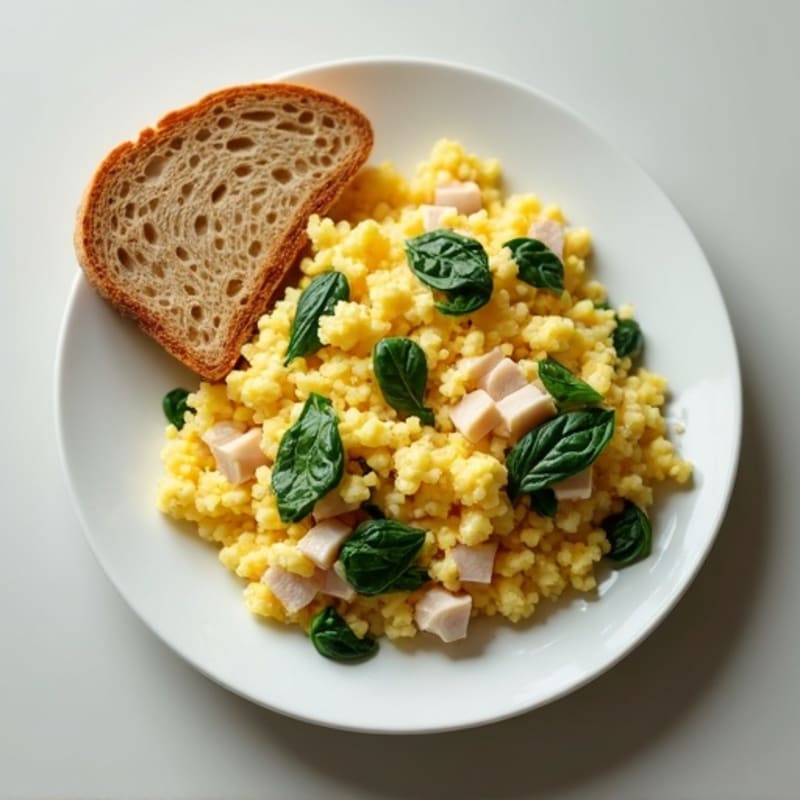 Egg White Scramble with Spinach and Turkey Breast