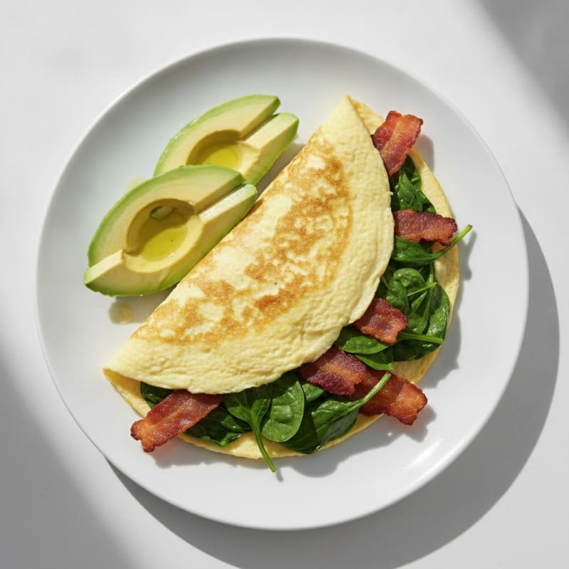 Egg White Spinach Omelette with Turkey Bacon