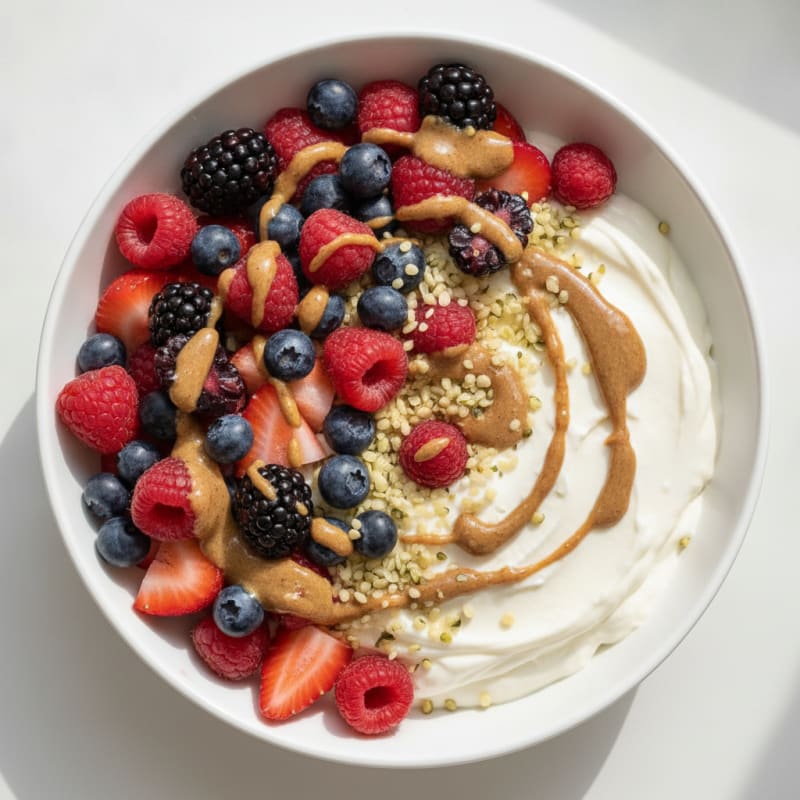 Silky Greek Yogurt Protein Pudding with Mixed Berries