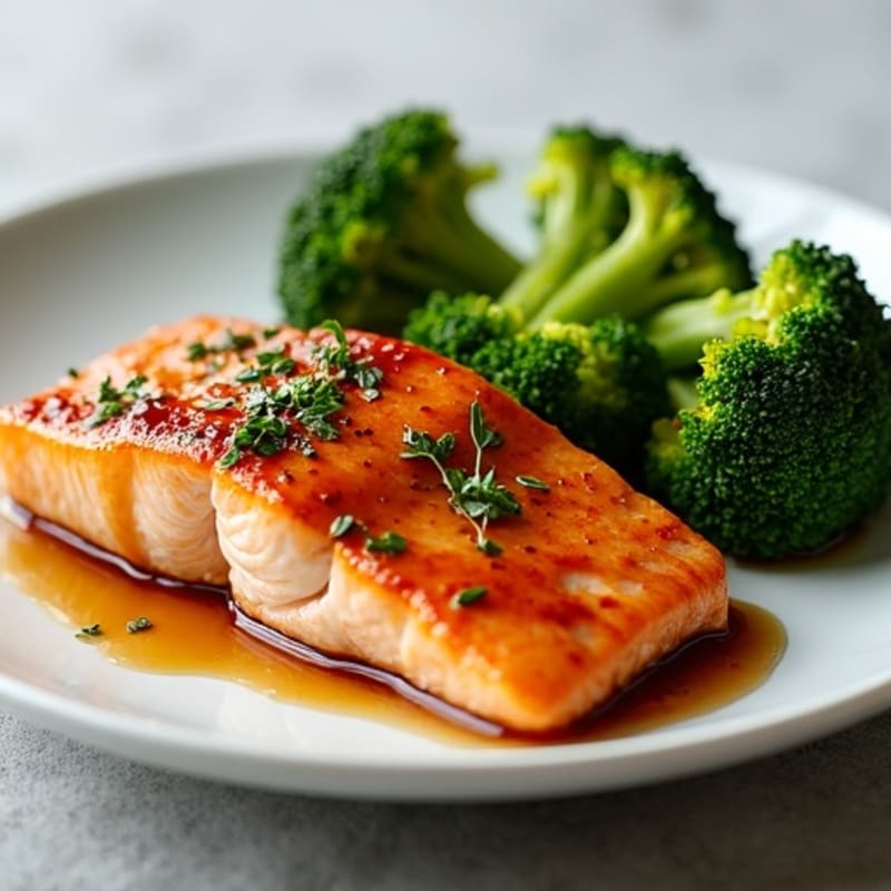 Crispy Teriyaki Glazed Salmon with Roasted Broccoli