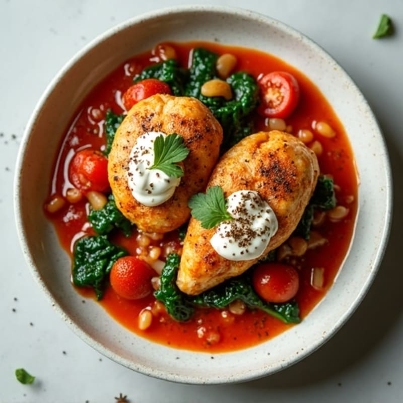 Spiced Chicken with Creamy Tomato Sauce and Spinach