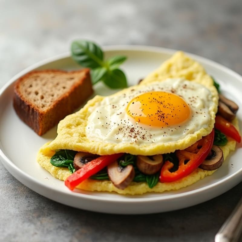Egg White Veggie Omelet with Cottage Cheese
