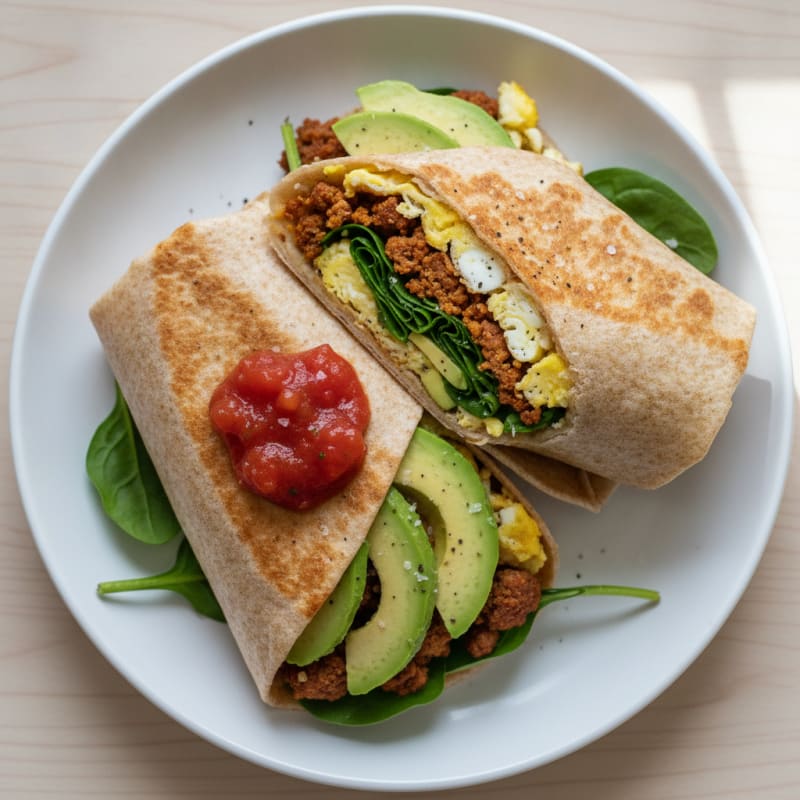 Hearty Breakfast Burrito with Chorizo and Avocado