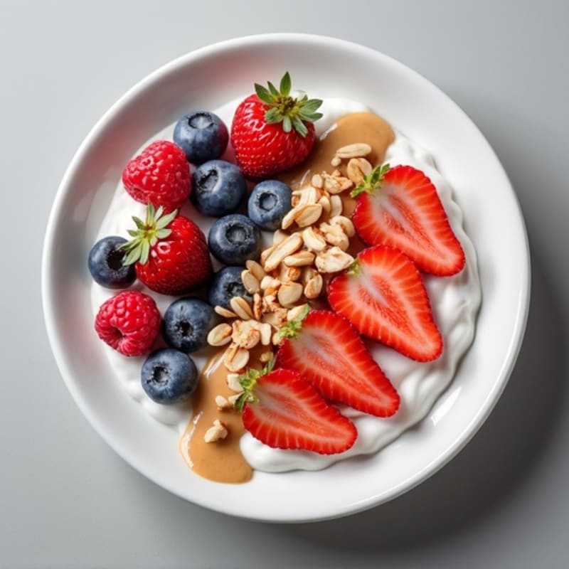 Greek Yogurt Protein Bowl with Mixed Berries and Almond Butter