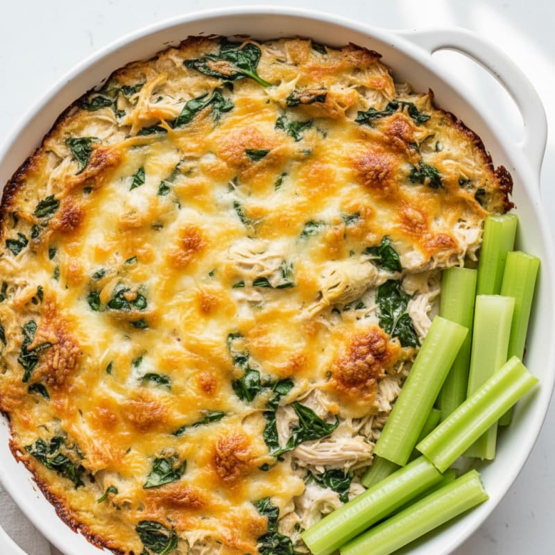 Creamy Spinach Artichoke Baked Dip