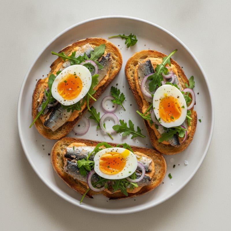 Sardine Toasts with Calabrian Chili Aioli