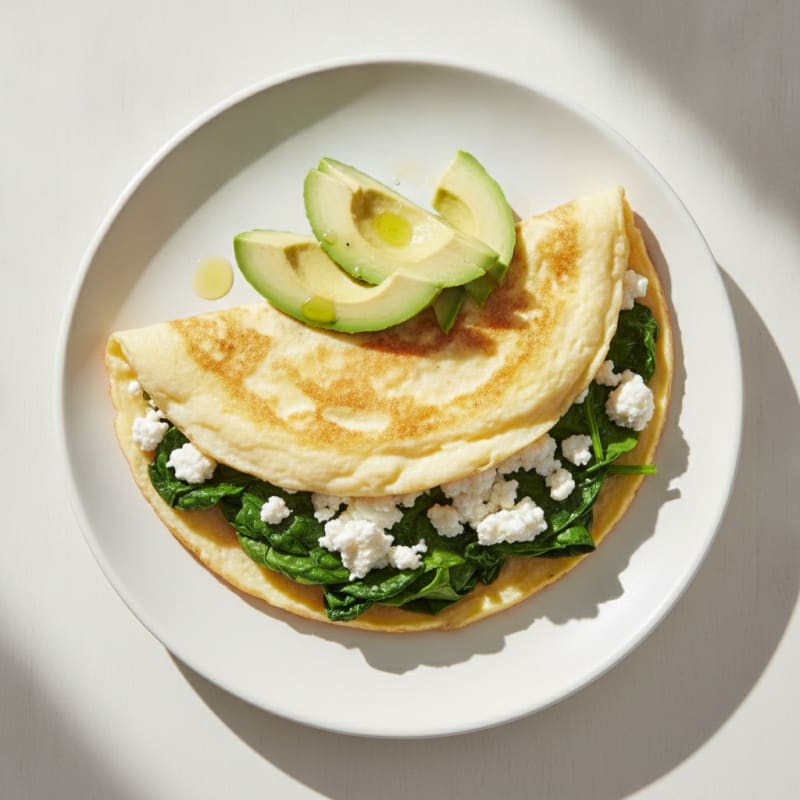Egg White Spinach Omelette with Cottage Cheese