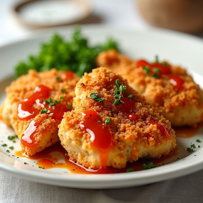 Crispy Baked Ginger-Garlic Chicken with Sweet Chili Sauce