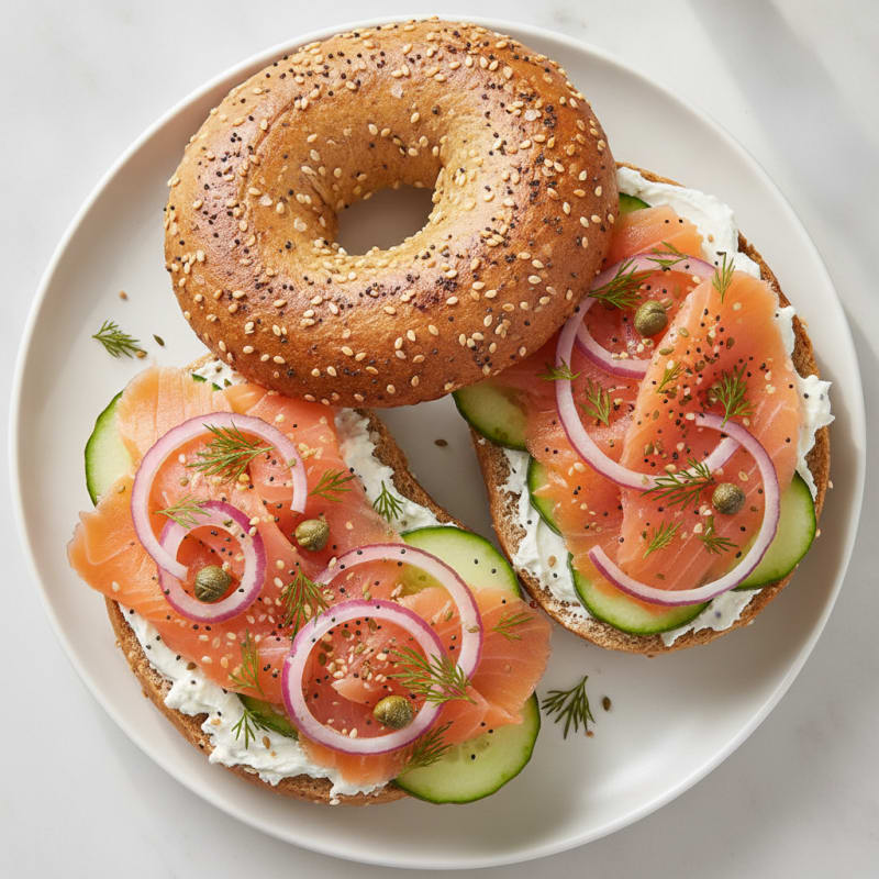 Smoked Salmon Everything Bagel with Cream Cheese