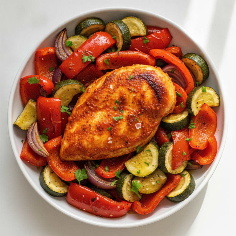 Spicy Harissa Chicken with Roasted Vegetables