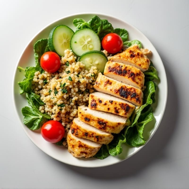 Grilled Chicken and Quinoa Salad with Lemon-Tahini Dressing