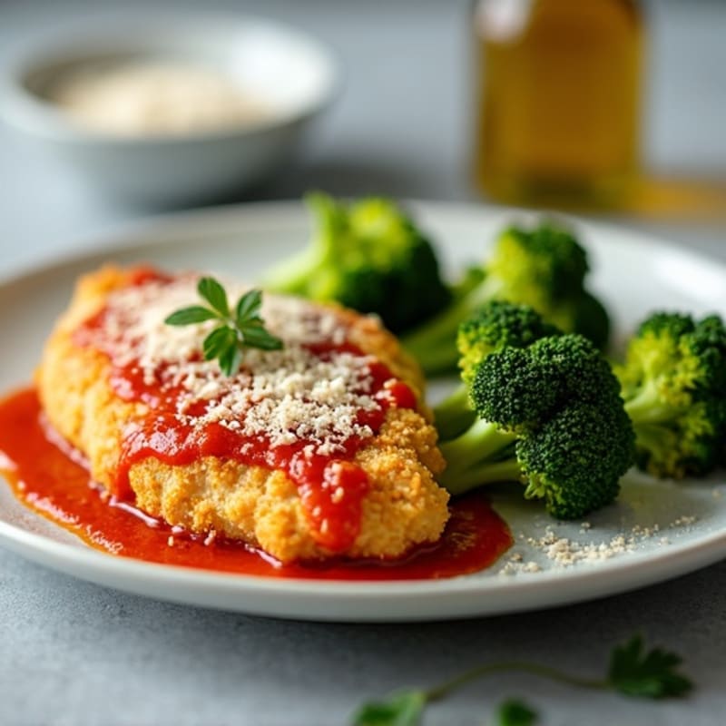 Crispy Baked Chicken Parm with Roasted Broccoli