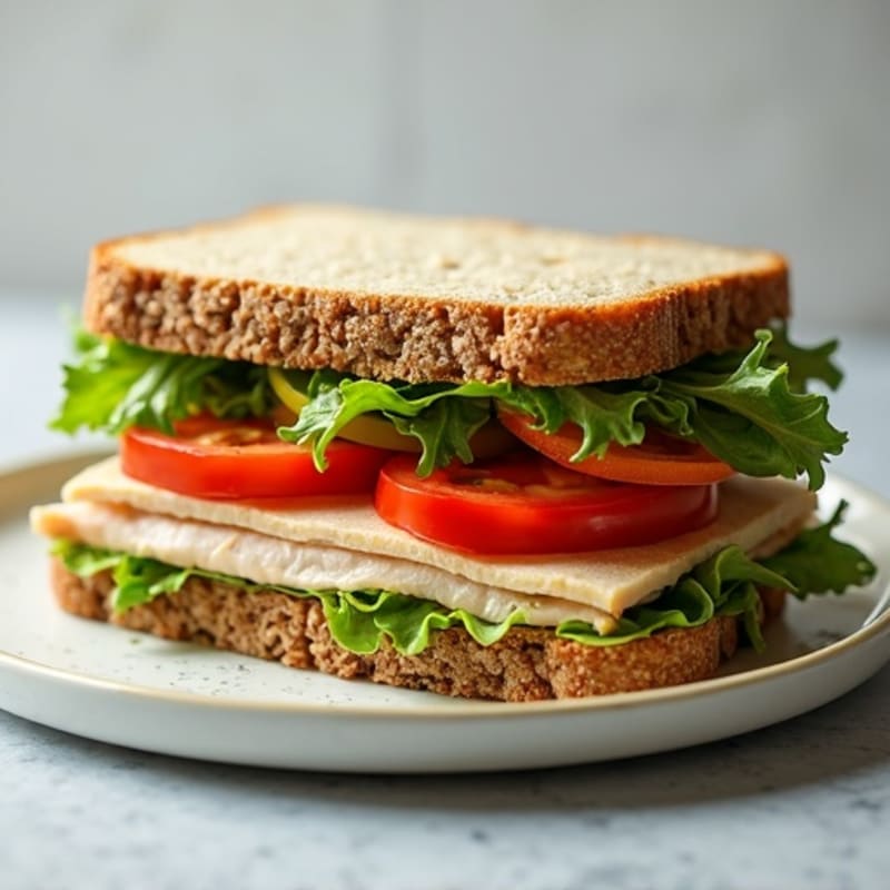 Lean Turkey and Crispy Vegetable Sandwich with Zesty Herb Dressing