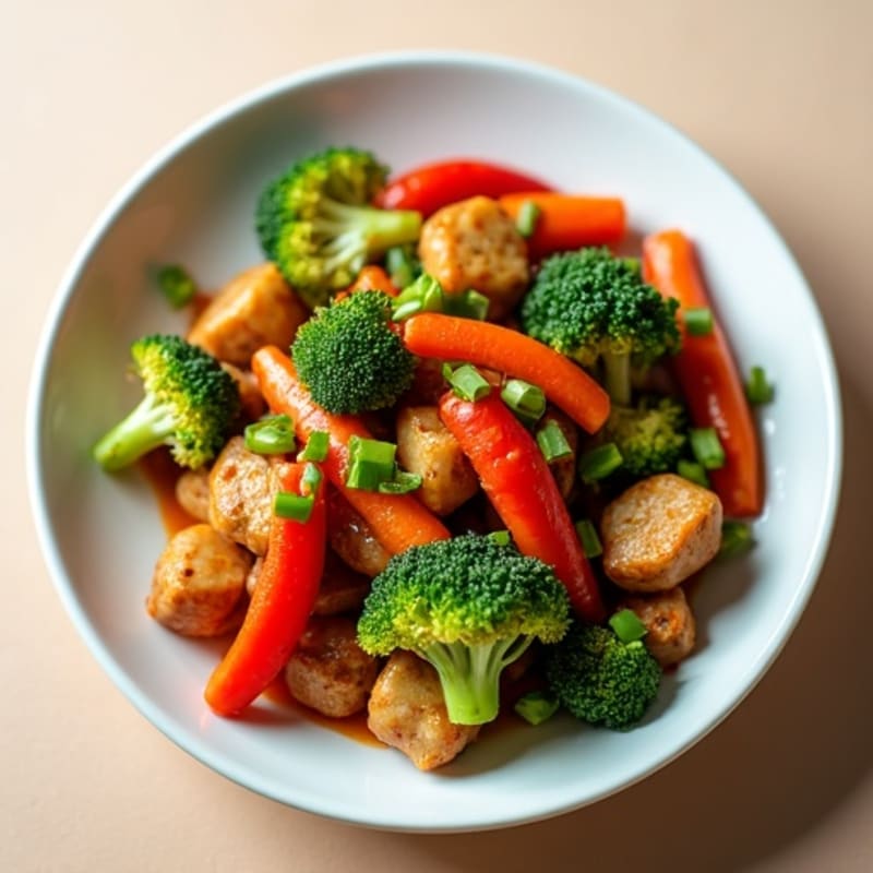 Seitan Stir-Fry with Crisp Vegetables and Ginger-Garlic Sauce