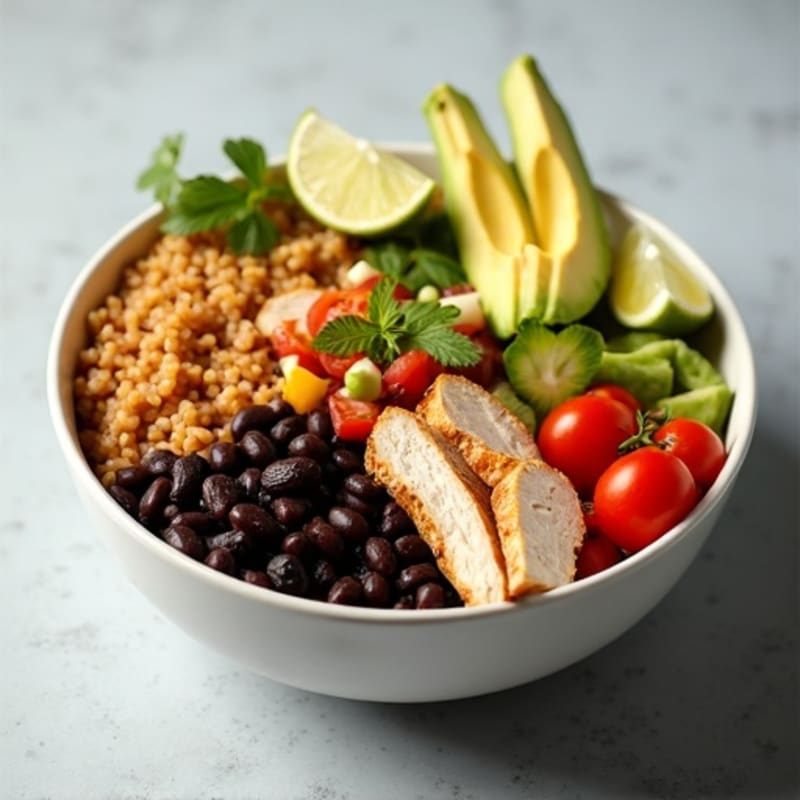Fresh Black Bean Burrito Bowl with Creamy Avocado