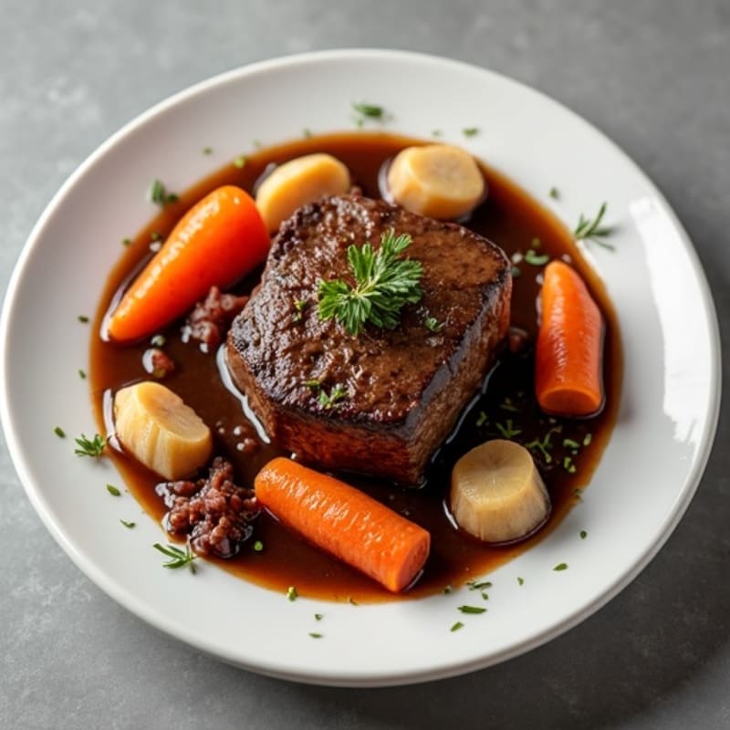 Slow-Cooked Beef with Red Wine and Root Vegetables