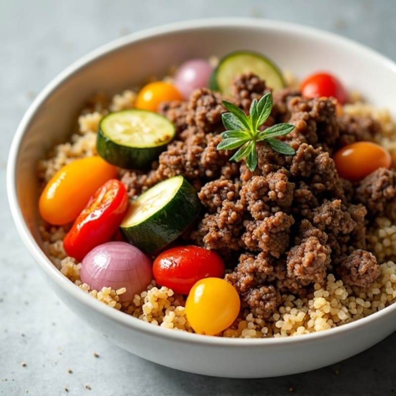 Savory Ground Beef and Roasted Vegetable Bowl