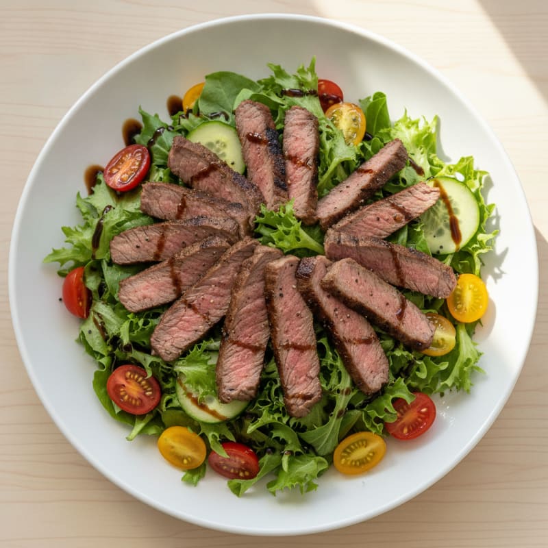 Seared Steak Salad with Mixed Greens and Cherry Tomatoes