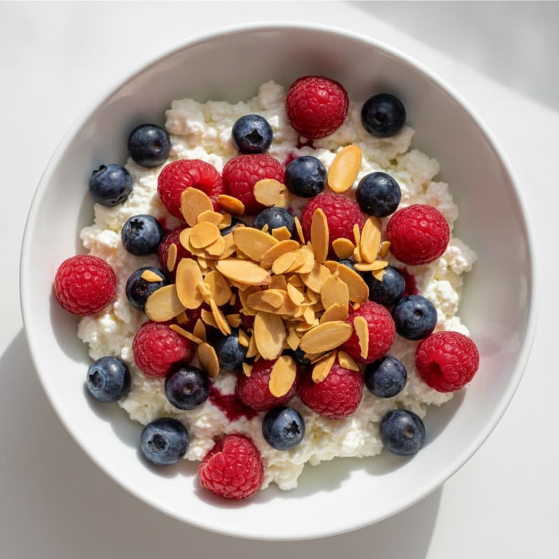 Cottage Cheese Berry Bowl with Almonds