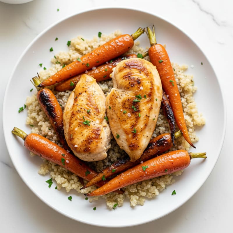 Caramelized Maple-Glazed Roasted Carrots with Chicken