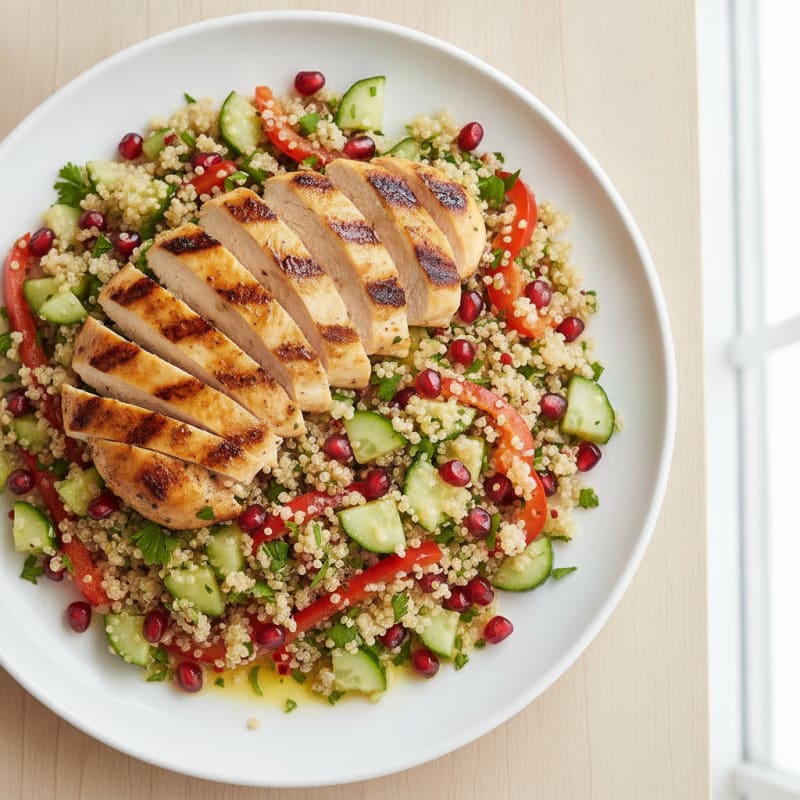 Grilled Chicken and Quinoa Salad with Crunchy Vegetables