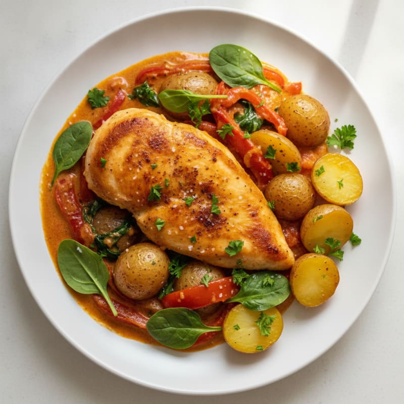 Paprika Chicken with Roasted Red Peppers