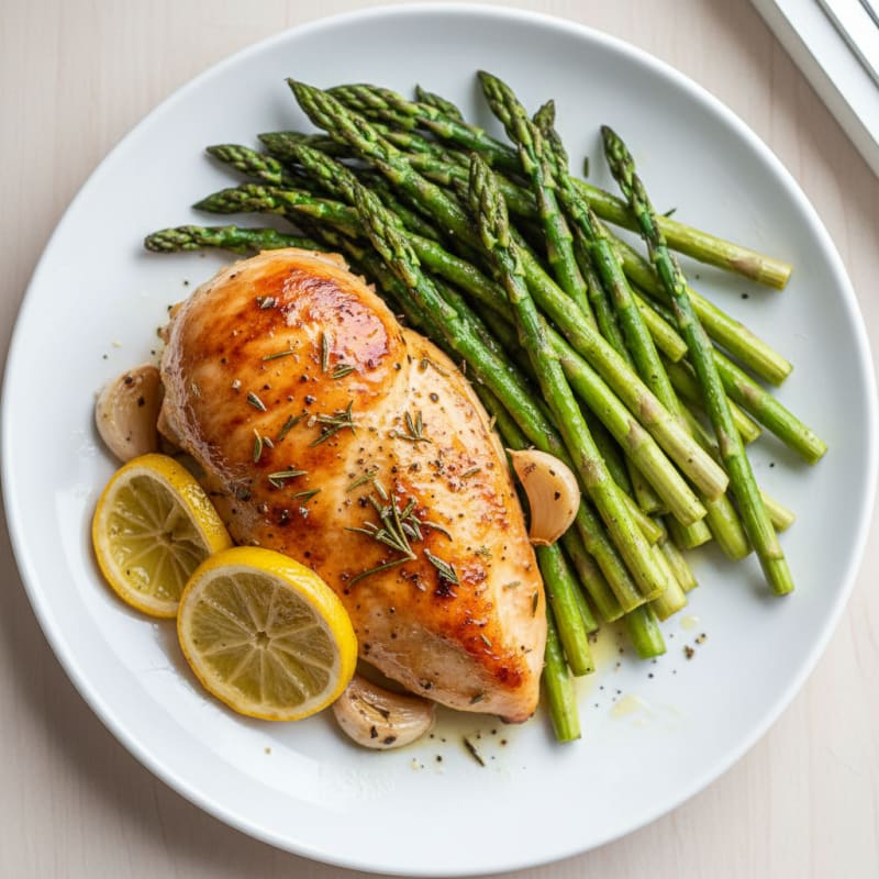 Lemon Herb Roasted Chicken with Asparagus