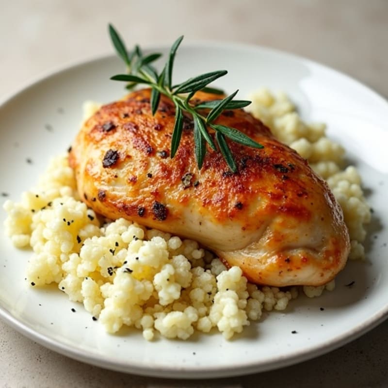 Herb-Roasted Chicken with Fluffy Cauliflower Rice