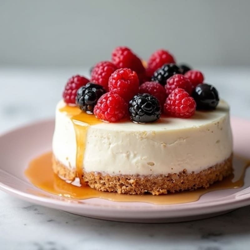 Greek Yogurt Protein Cheesecake with Mixed Berries