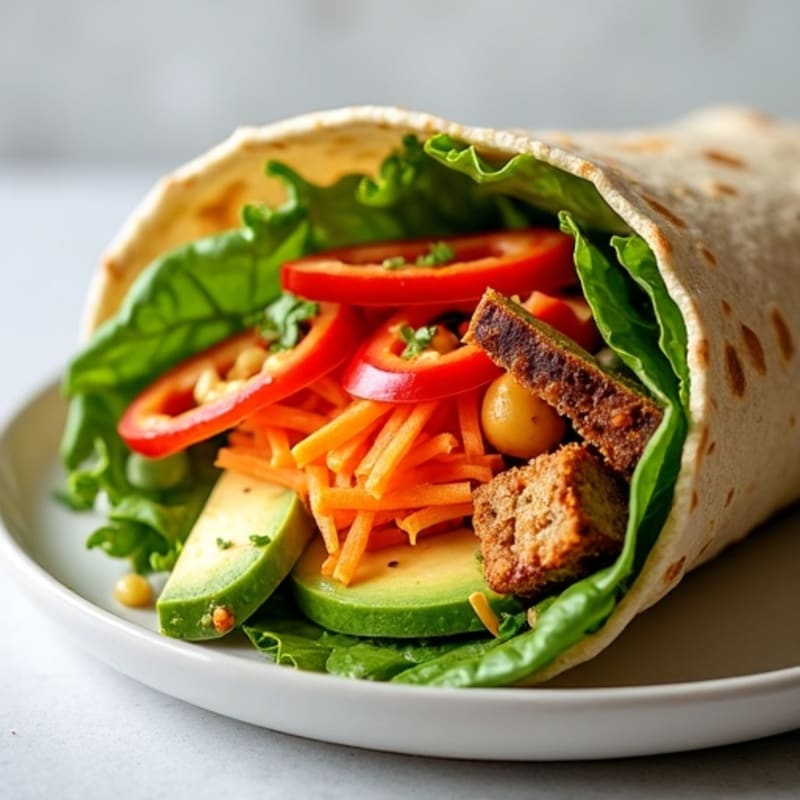 Fresh Rainbow Veggie Wrap with Hummus