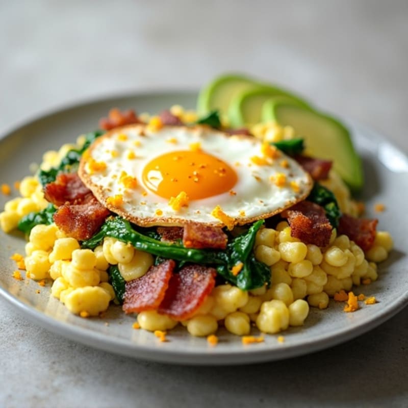 Cottage Cheese Scramble with Spinach and Turkey Bacon
