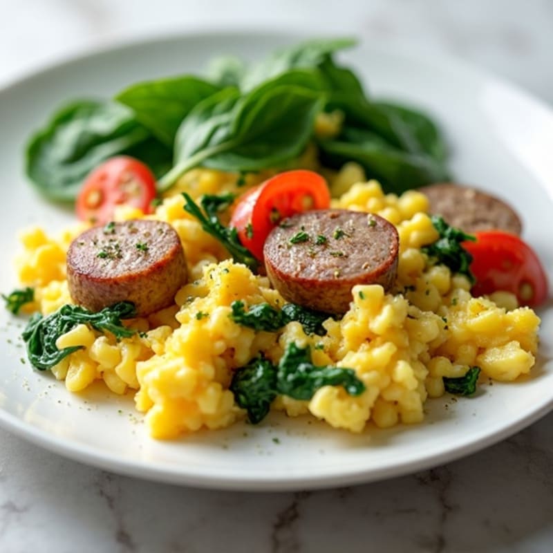 Egg White Scramble with Spinach and Turkey Sausage