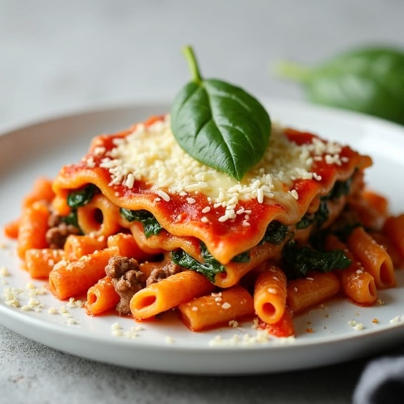 Wholesome Baked Ziti with Lean Ground Beef and Spinach