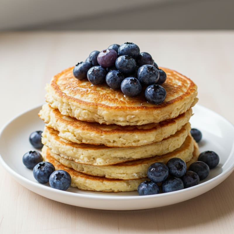 Fluffy Cottage Cheese Pancakes with Berries