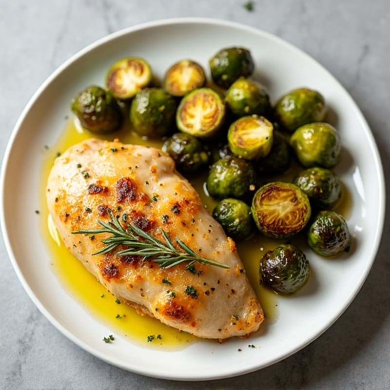 Lemon Herb Roasted Chicken with Crispy Brussels Sprouts