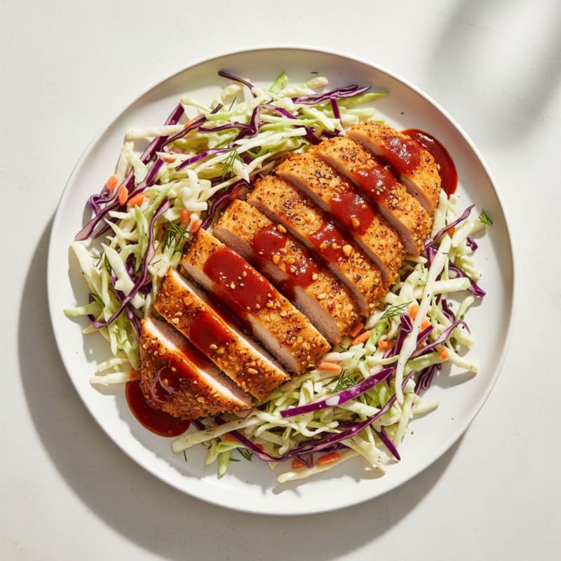 Crispy Buffalo Chicken with Zesty Ranch Slaw