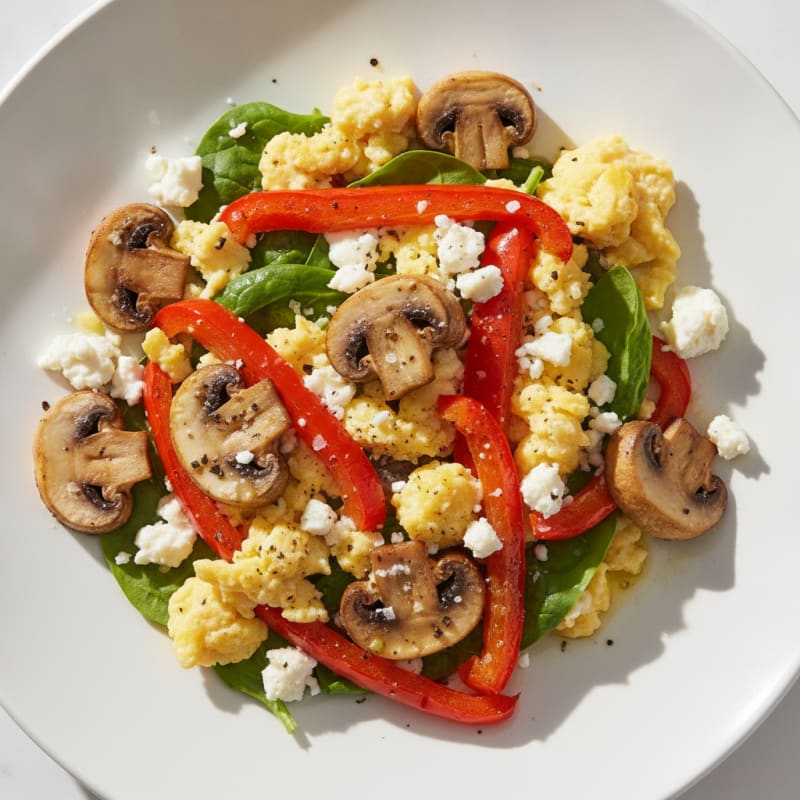 Hearty Scrambled Eggs with Roasted Vegetables