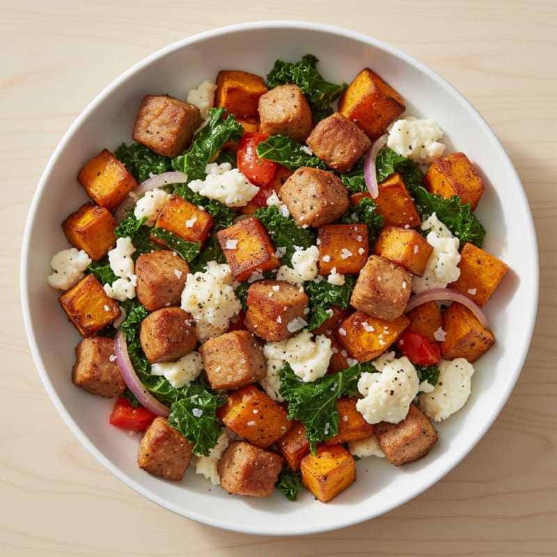 Chicken Apple Sausage Hash with Sweet Potatoes