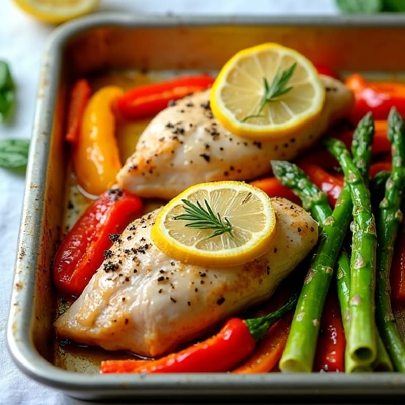 Sheet Pan Lemon Herb Chicken with Roasted Asparagus and Bell Peppers