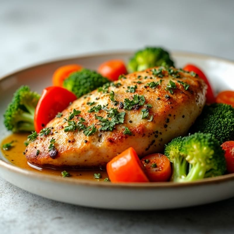 Herb-Crusted Pan Seared Chicken with Roasted Vegetables