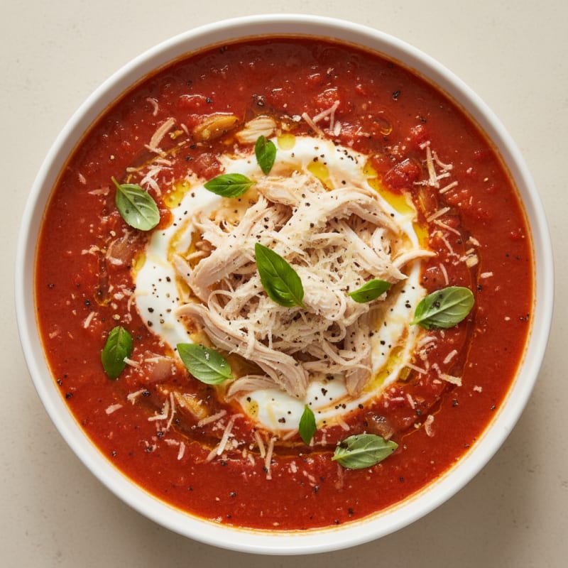 Roasted Tomato Basil Soup with Parmesan