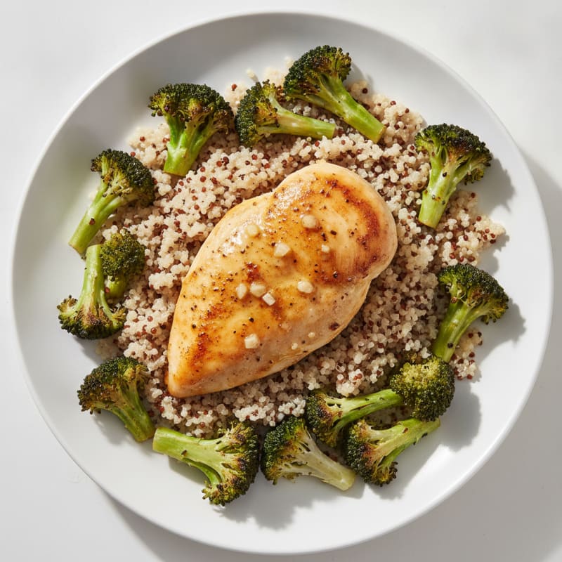 Oven-Baked Chicken Breast with Roasted Broccoli and Quinoa