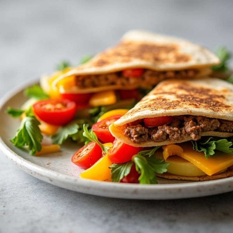 Healthy Steak Quesadillas with Fresh Veggies