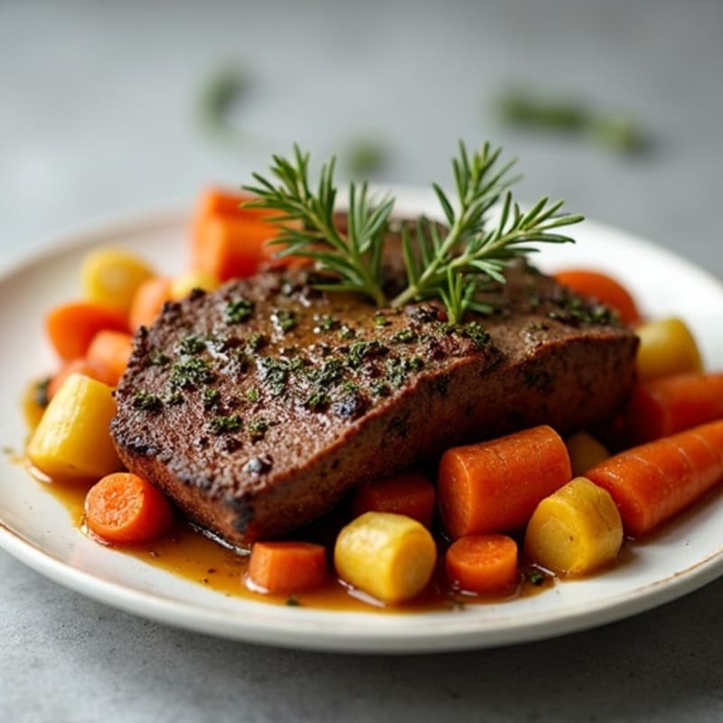 Herb-Crusted Tender Pot Roast with Root Vegetables