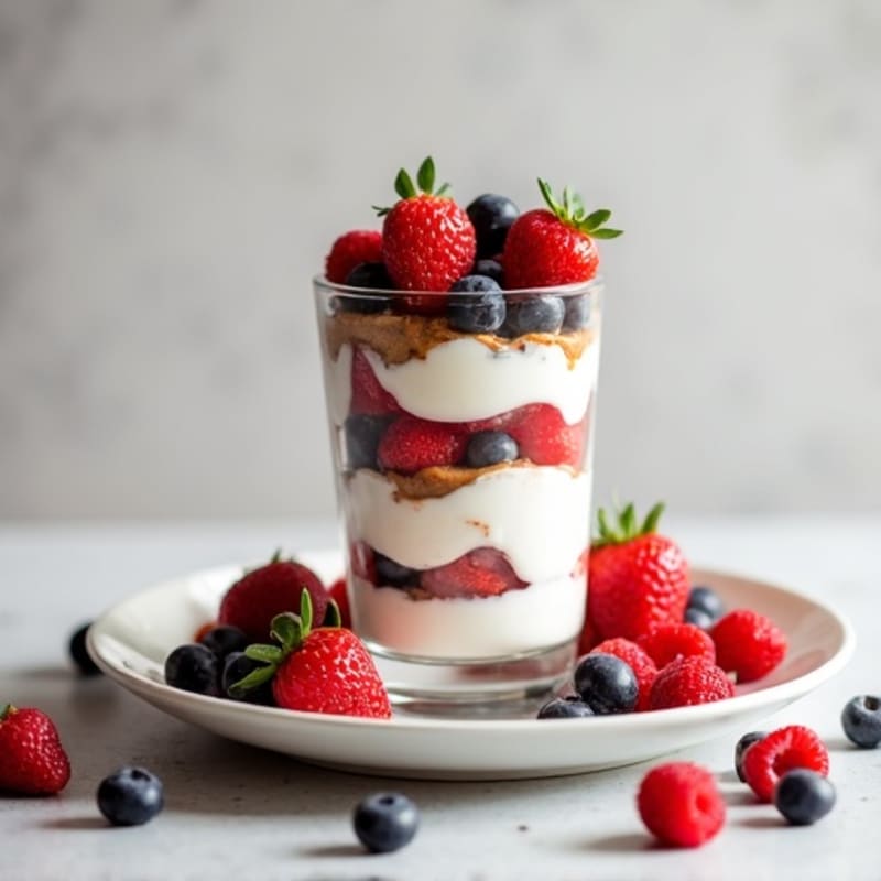 Greek Yogurt Protein Parfait with Mixed Berries and Almond Butter