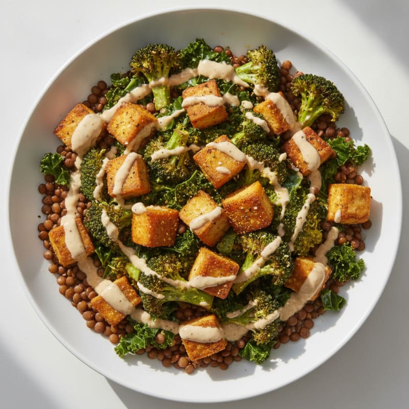 Roasted Vegetable Buddha Bowl with Tahini Dressing