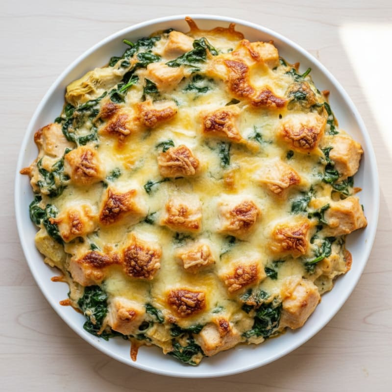 Creamy Spinach Artichoke Dip Bake